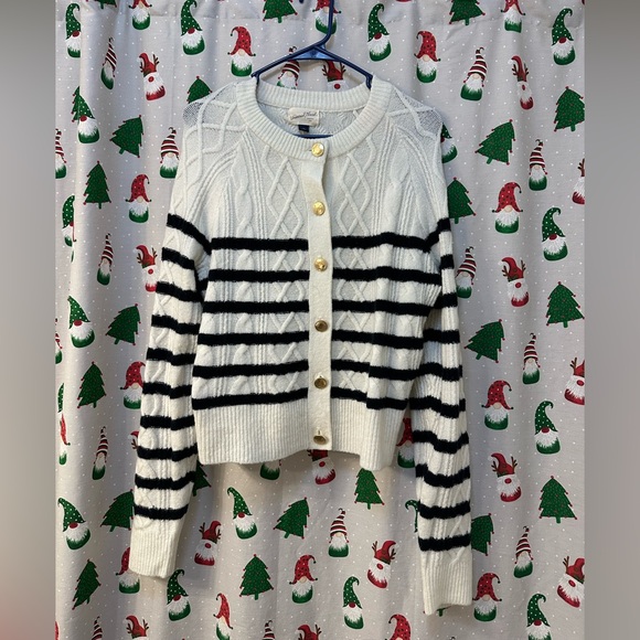Universal Thread Sweaters - Universal Thread Black and White Striped Cardigan